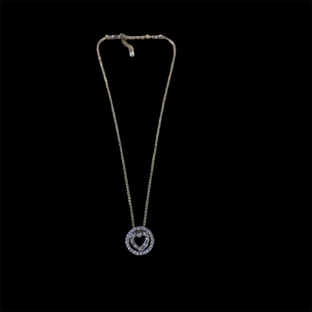 Avon pendant necklace heart inside circle with crystals 19โ length adjustable